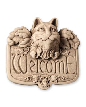 Cast Stone Welcome Plaque Featuring Cats Gothic Cat Welcome Plaque